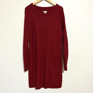 Merona Burgundy Cable Knit Long Sleeve Dress